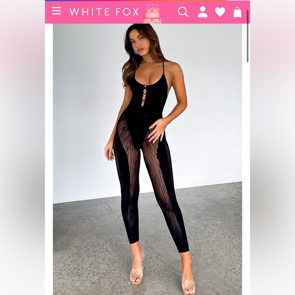 White fox boutique - black jumpsuit / catsuit , one size new with tags